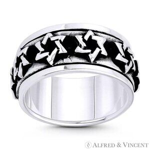 Star of David Jewish Emblem Religious Charm Men's Ring .925 Sterling Silver Sz9